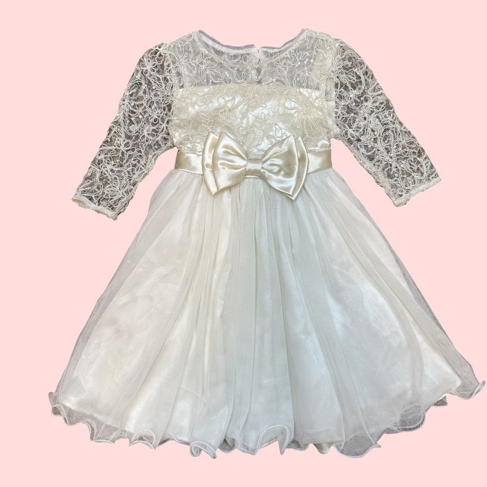 Bonnie Jean Long Sleeve Sequin Flower girl Dress size 3T